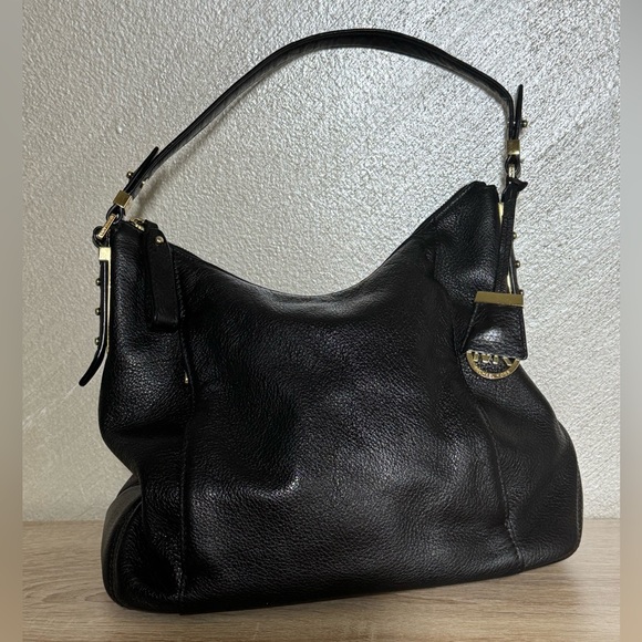 Michael Kors Women Black Pebbled Leather Hobo Shoulder Hand Bag - Picture 1 of 16